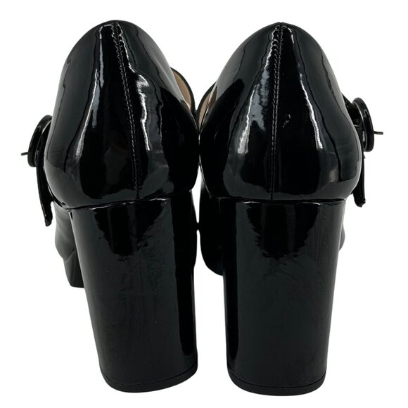 Black Patent Mary Jane Chunky Block Heels Womens 8 Platform Buckle Strap Whimsy - Picture 4 of 11